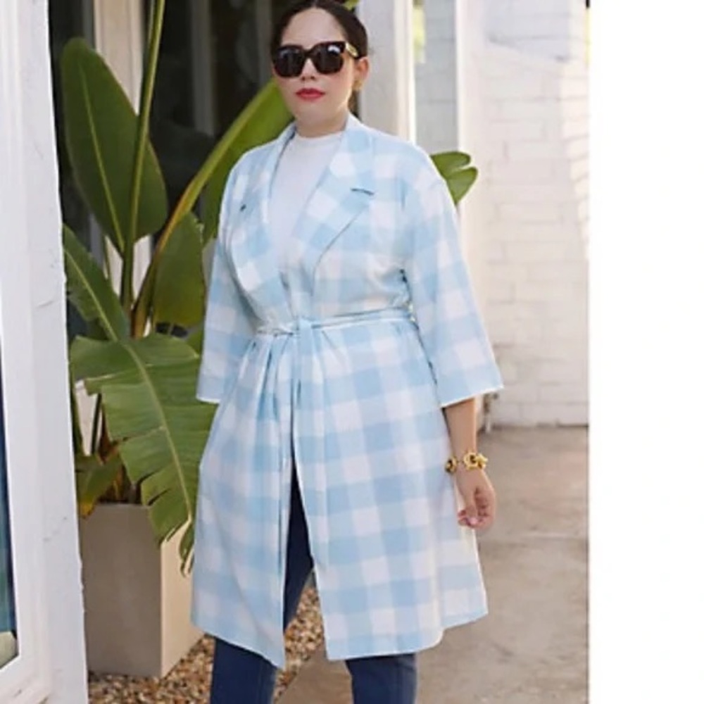 GIRL WITH CURVES Wrap Coat with Tie Waist A575239